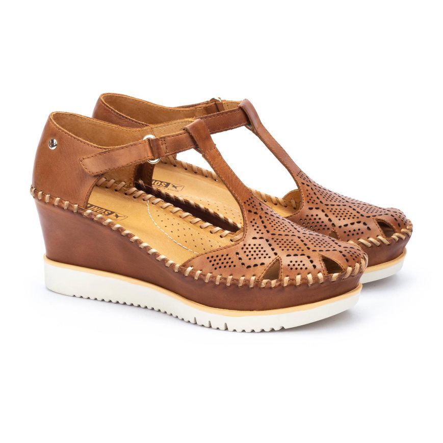 Women's Pikolinos AGUADULCE Wedge Sandals Brown | NZ OQ23071